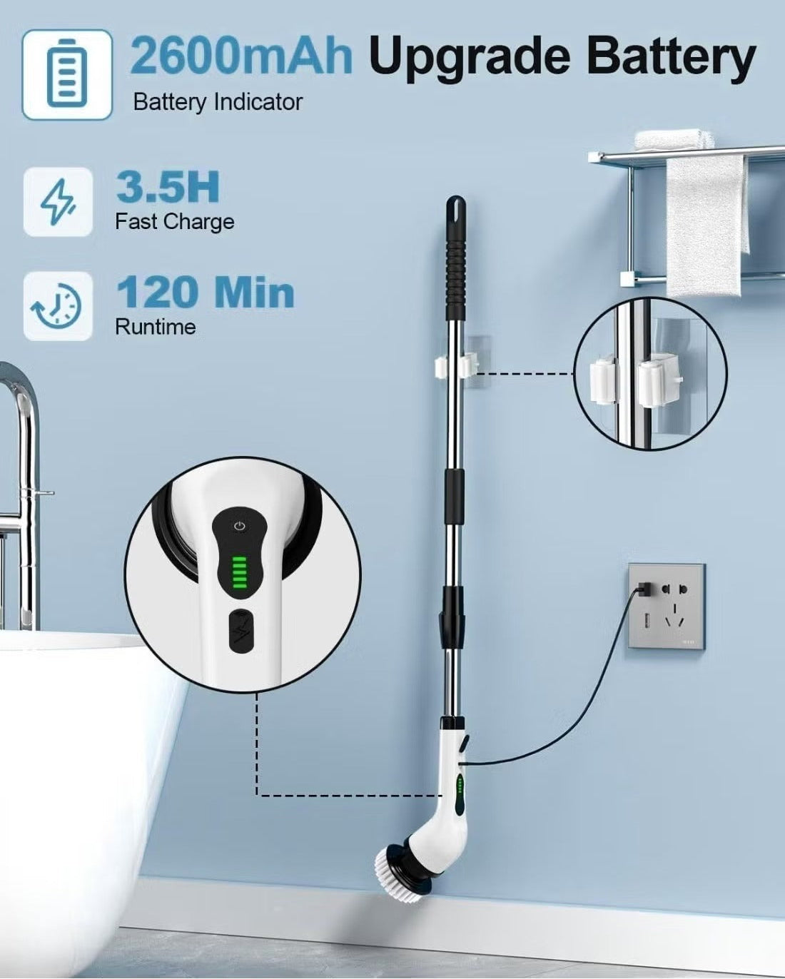 Multi-Surface Cordless Spin Cleaning Brush